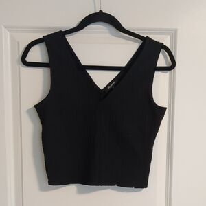 Madewell Black V-Neck Ribbed Tank Top